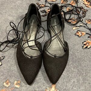 EUC Stuart Weitzman Black Gillian D’Orsay Flats size 9M